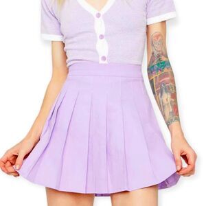 Lavender Purple Pleated Mini Skirt -  NEW